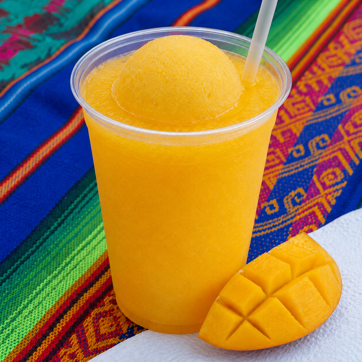 Agua fresca de mango con nieve flotante, preparada por Cecilia's Ice Cream