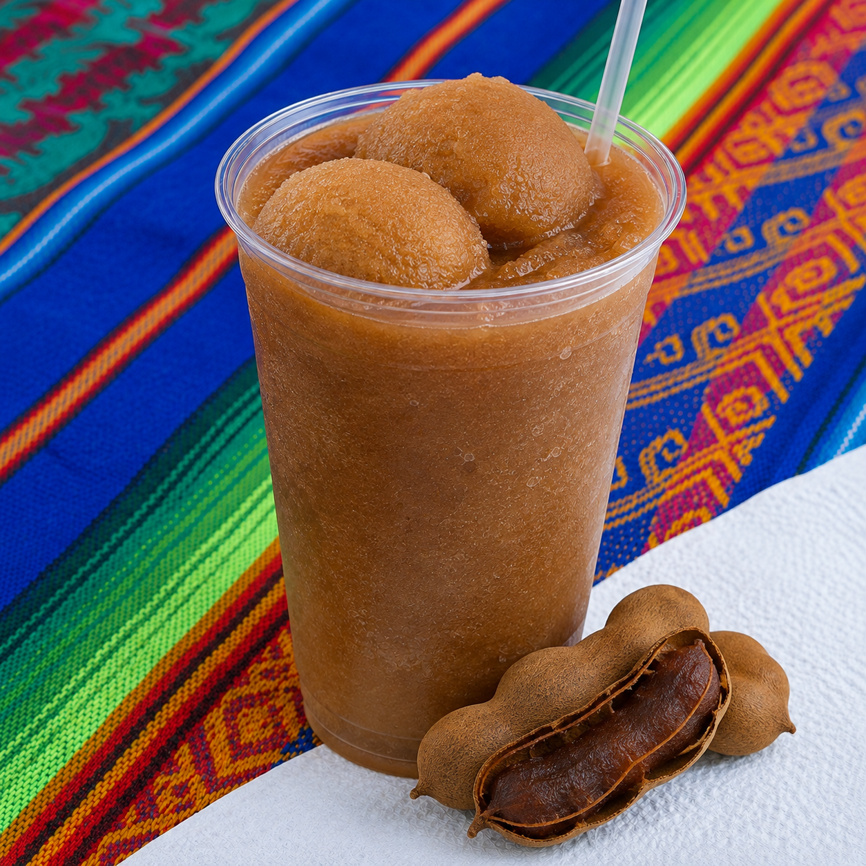 Agua fresca de tamarindo con nieve flotante, preparada por Cecilia's Ice Cream
